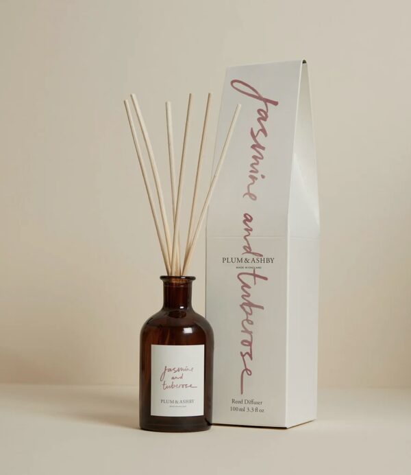 Jasmine & tuberose reed diffuser by plum & ashby