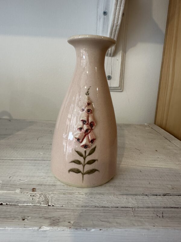 Pink foxglove medium vase by hogben pottery