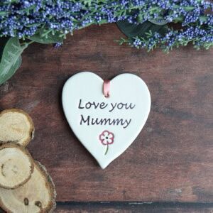 Mummy ceramic heart decoration by Broadlands Pottery