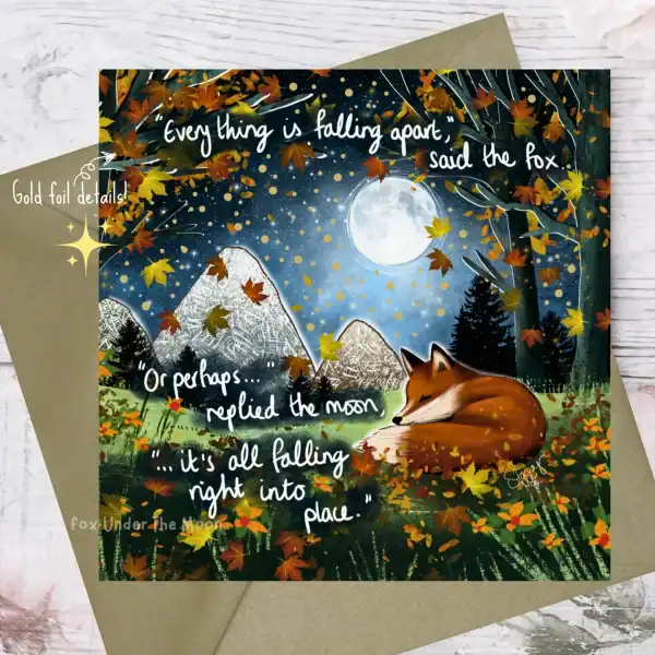 Falling Apart greeting card by Fox under the Moon