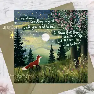 Greetings Card - Fox under the Moon