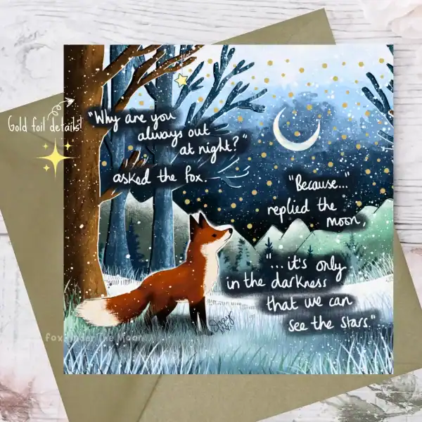 Out at Night Greeting Card by Fox Under the Moon