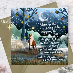 Greetings Card - Fox under the Moon
