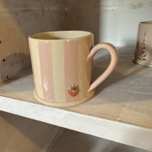 Pink Striped Strawberry mug by Hogben Pottery