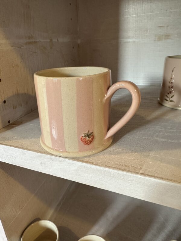 Pink Striped Strawberry mug by Hogben Pottery